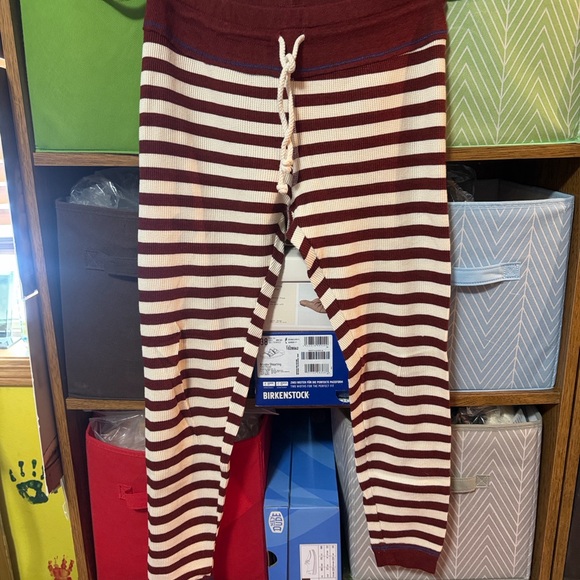 Free People Maroon and Cream Striped Pajama Pant only - Picture 4 of 9